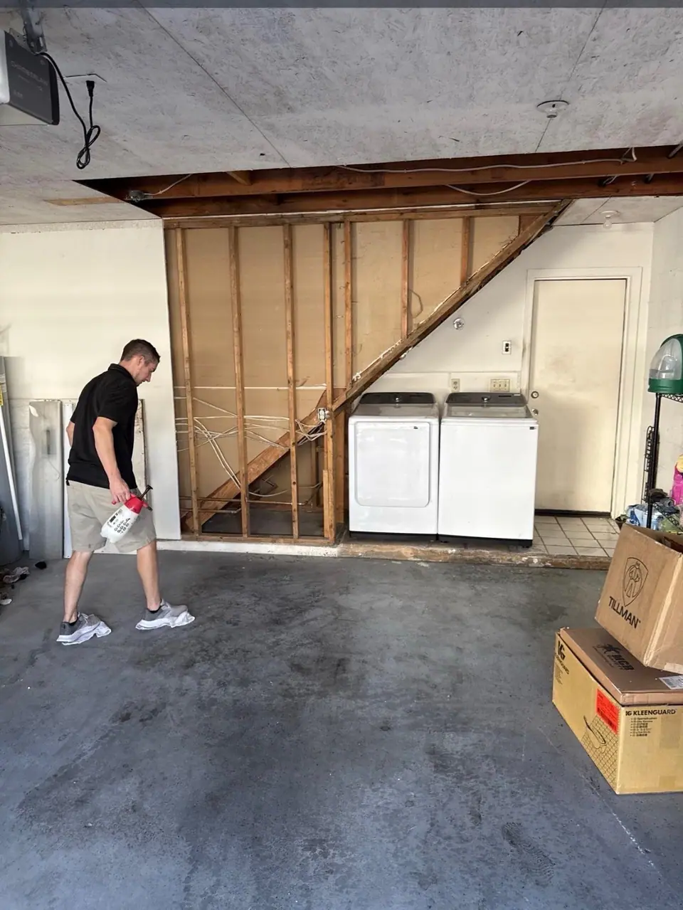Treating the framing after a laundry room demo